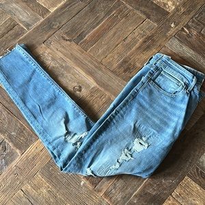 Levi 721 hi rise, Distressed, raw hem skinny Jean